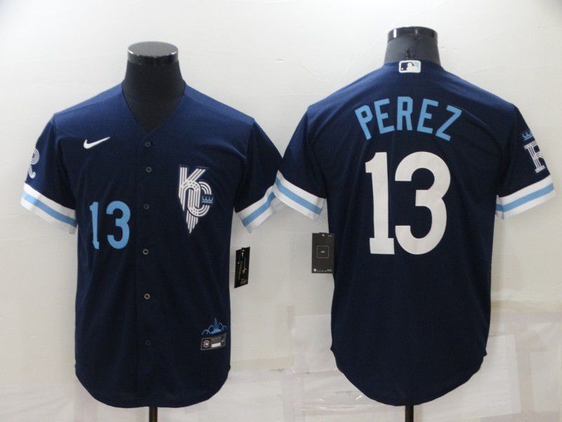 Men Kansas City Royals #13 Perez Blue City Edition Game Nike 2022 MLB Jerseys